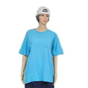 L.L. BEAN  Vintage, Short Sleeve Front Pocket Tee ~ Size Large ~ Turquoise Blue